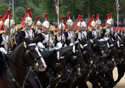 The Blues and Royals parade during the Queen’s Official Birthday, also known as ‘Trooping the Colour’, Horse Guards Parade, June c2009